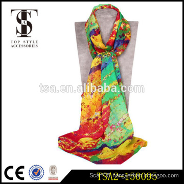 factory price dazzle color elegant digital printing silk scarf for daily use